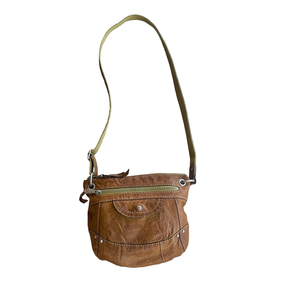 Vintage Fossil Leather Crossbody Bag Y2K Earthy Boho